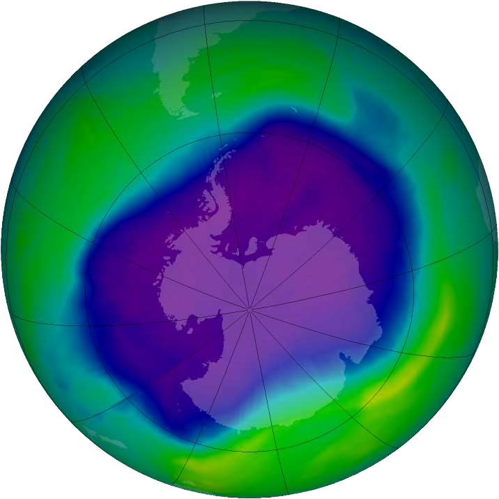The largest Antarctic ozone hole recorded as of September 2006.